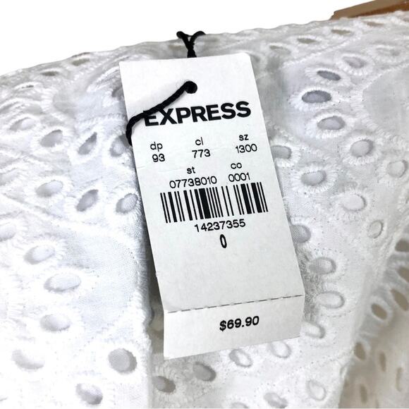 Express White Cotton Eyelet Lace Up A-line Mini Skirt Size 0 - Picture 3 of 7